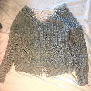 American Rav cropped cross back sweater